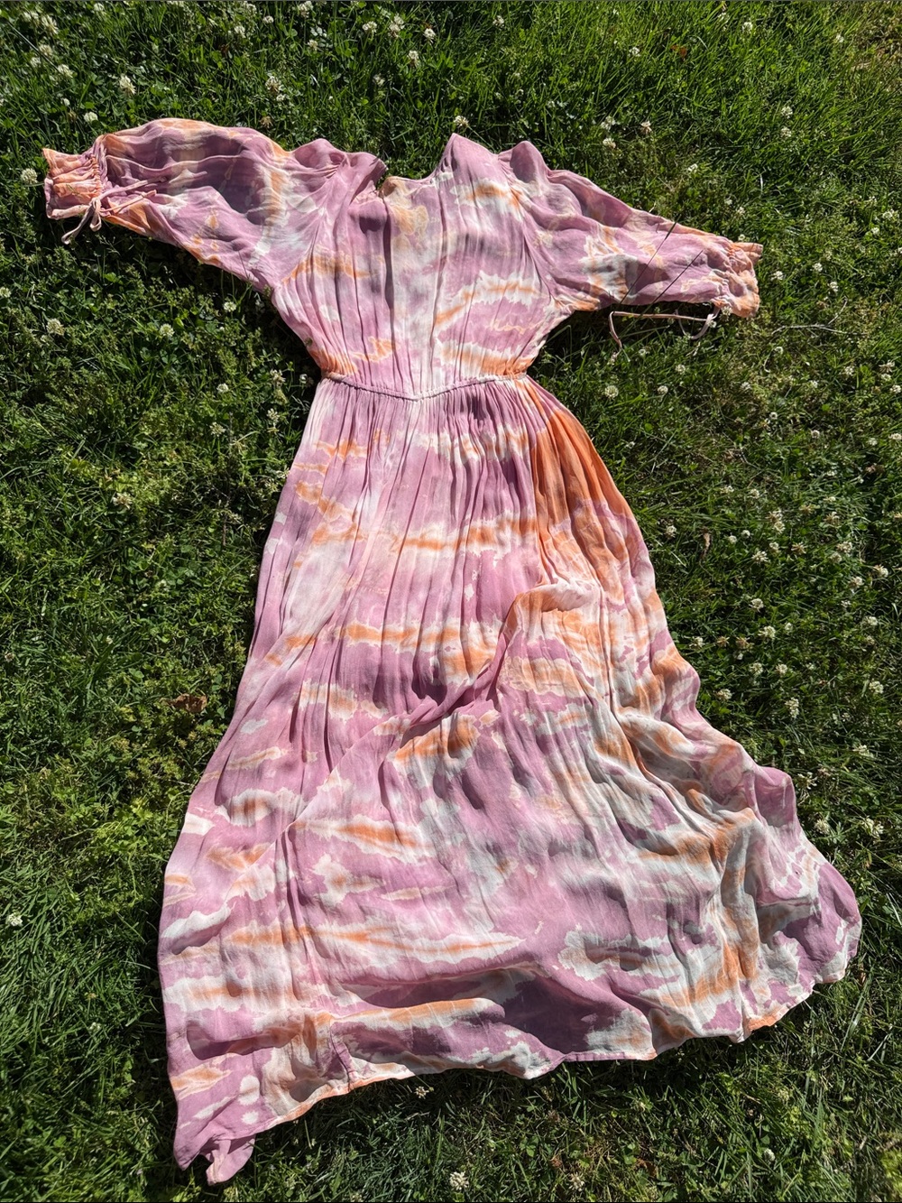 Young Fabulous & Broke Pink and Cream Tie-Dye Maxi Dress - Picture 5 of 6